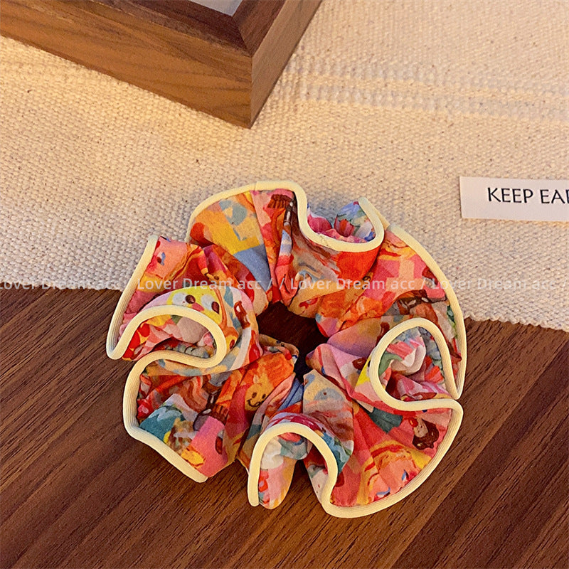 Wholesale of Colored Bear Floral Fabrics Hair Scrunchies